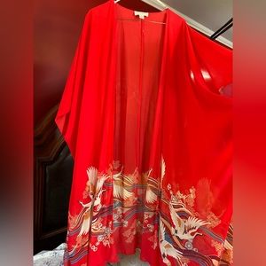 Forever 21 Contemporary Asian Japanese Kimono Duster Flowy Cover Up